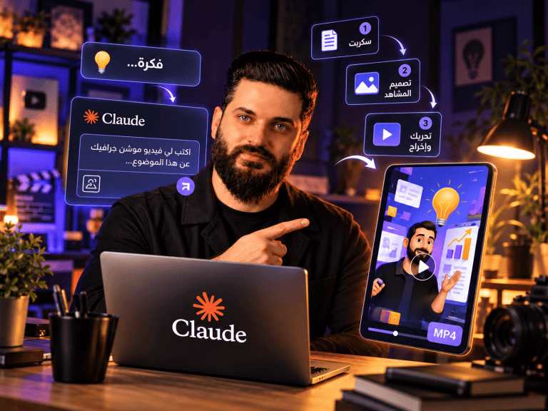 سكيل واحد على Claude ينشئ فيديو موشن غرافيك عربي كامل