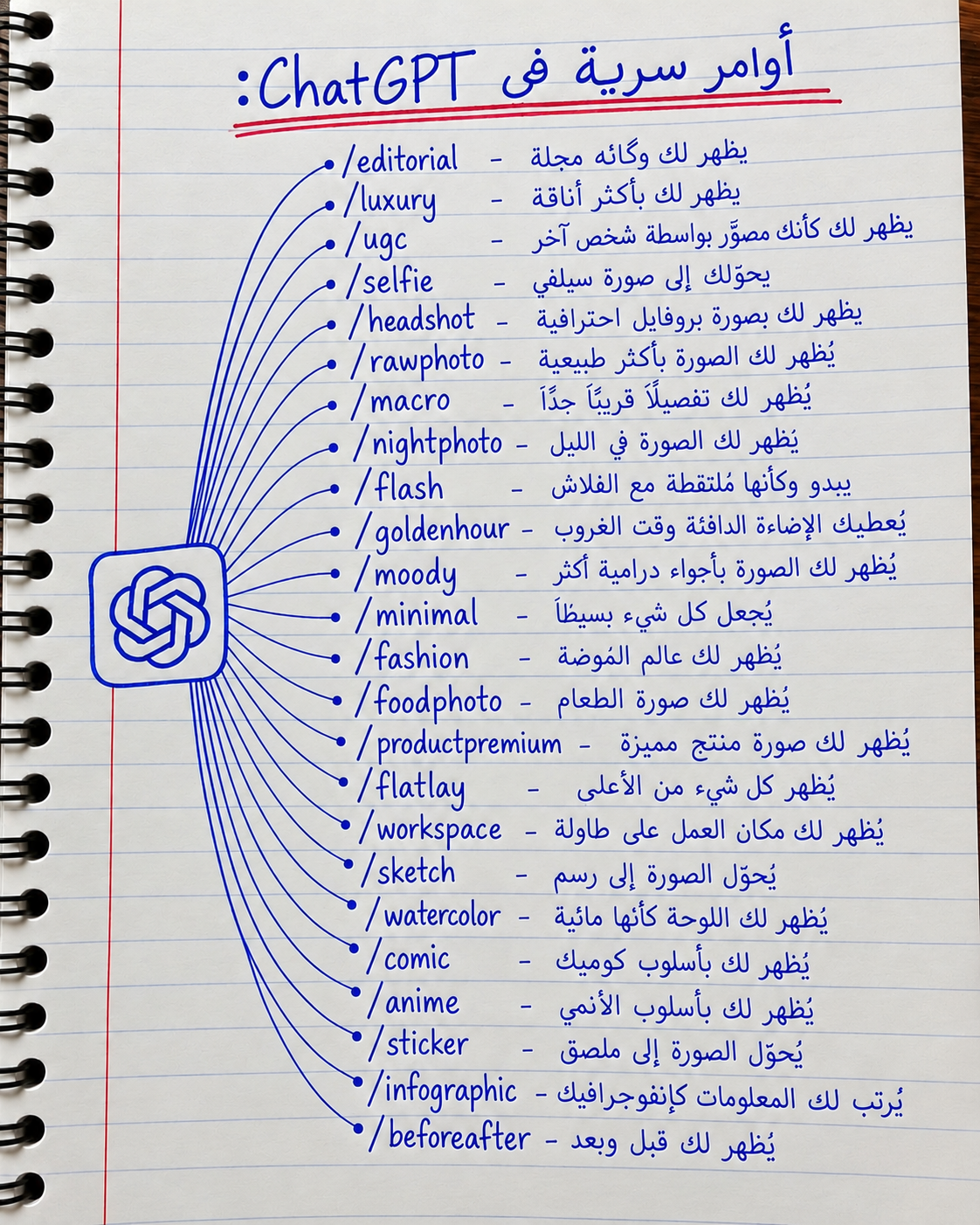 🎨 24 كود لتغيير ستايل صورك في ChatGPT بكلمة واحدة